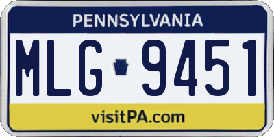 PA license plate MLG9451