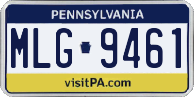 PA license plate MLG9461