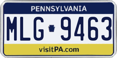 PA license plate MLG9463