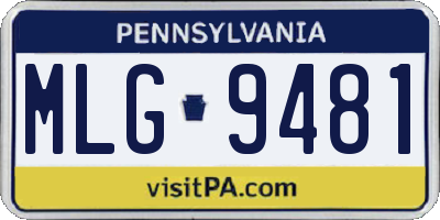 PA license plate MLG9481