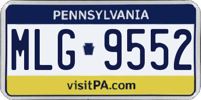 PA license plate MLG9552