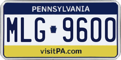 PA license plate MLG9600