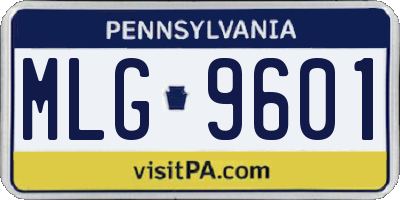 PA license plate MLG9601