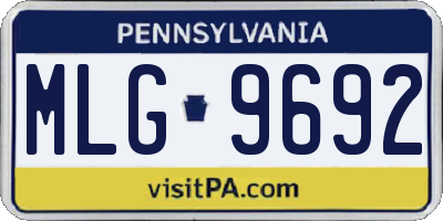 PA license plate MLG9692