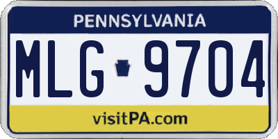 PA license plate MLG9704