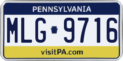PA license plate MLG9716