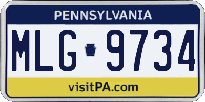 PA license plate MLG9734