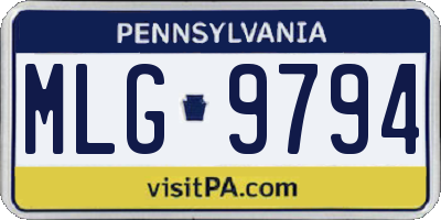 PA license plate MLG9794