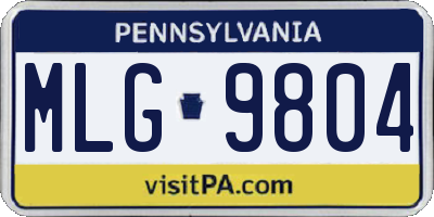 PA license plate MLG9804