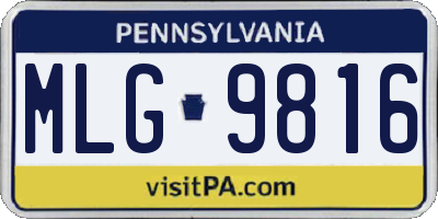 PA license plate MLG9816