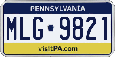 PA license plate MLG9821