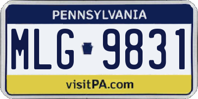PA license plate MLG9831