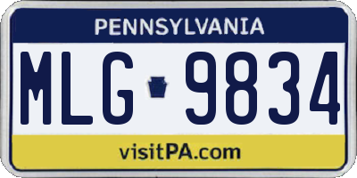 PA license plate MLG9834