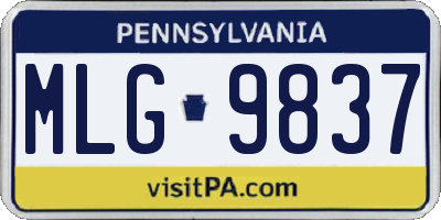 PA license plate MLG9837