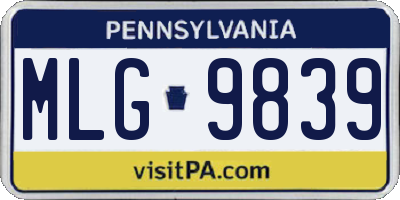 PA license plate MLG9839