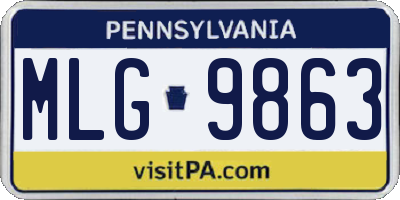 PA license plate MLG9863