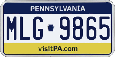 PA license plate MLG9865