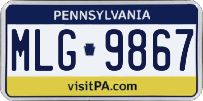 PA license plate MLG9867