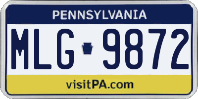PA license plate MLG9872