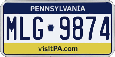 PA license plate MLG9874