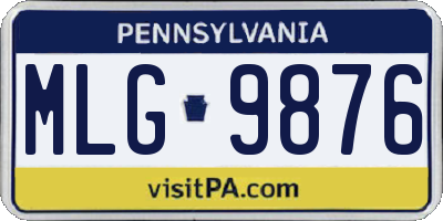 PA license plate MLG9876