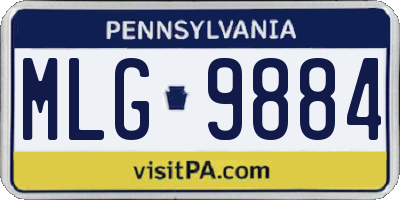 PA license plate MLG9884