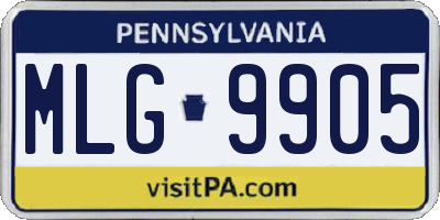 PA license plate MLG9905