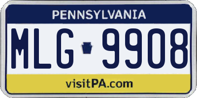 PA license plate MLG9908