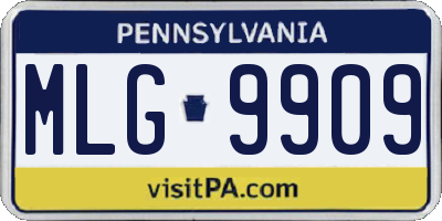 PA license plate MLG9909