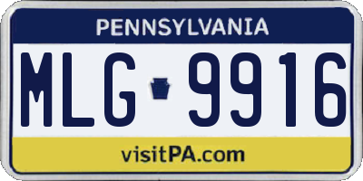 PA license plate MLG9916