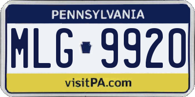 PA license plate MLG9920