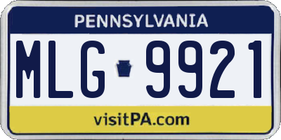 PA license plate MLG9921
