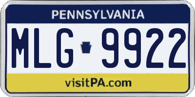 PA license plate MLG9922