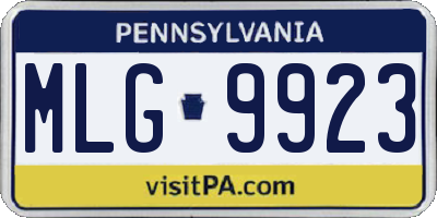 PA license plate MLG9923