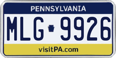 PA license plate MLG9926