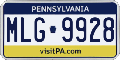 PA license plate MLG9928