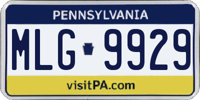 PA license plate MLG9929