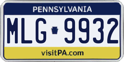PA license plate MLG9932