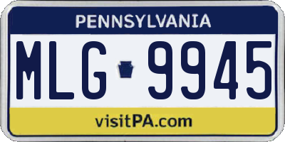 PA license plate MLG9945