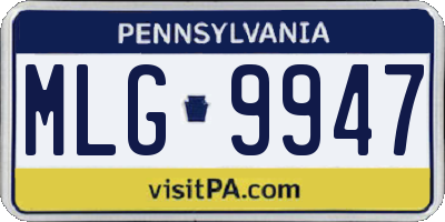 PA license plate MLG9947