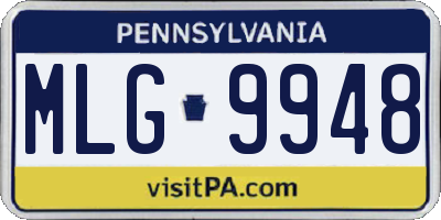 PA license plate MLG9948