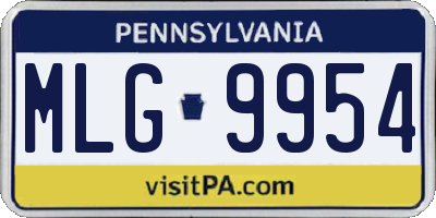 PA license plate MLG9954