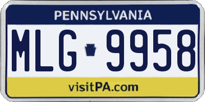 PA license plate MLG9958