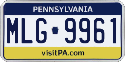 PA license plate MLG9961