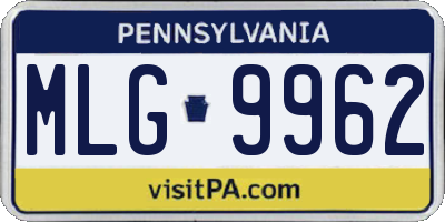 PA license plate MLG9962