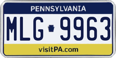 PA license plate MLG9963