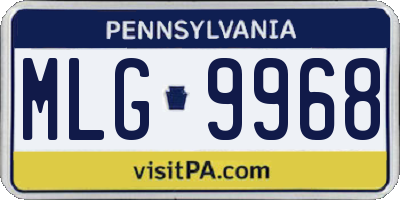 PA license plate MLG9968