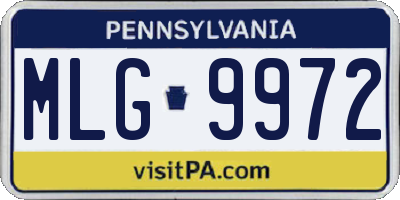 PA license plate MLG9972