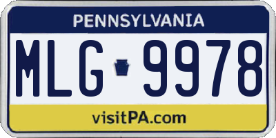 PA license plate MLG9978