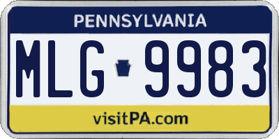 PA license plate MLG9983